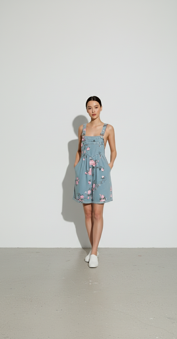 Flora Retro Denim Jumpsuit