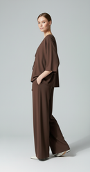 Amara Brown Batwing Pants Set