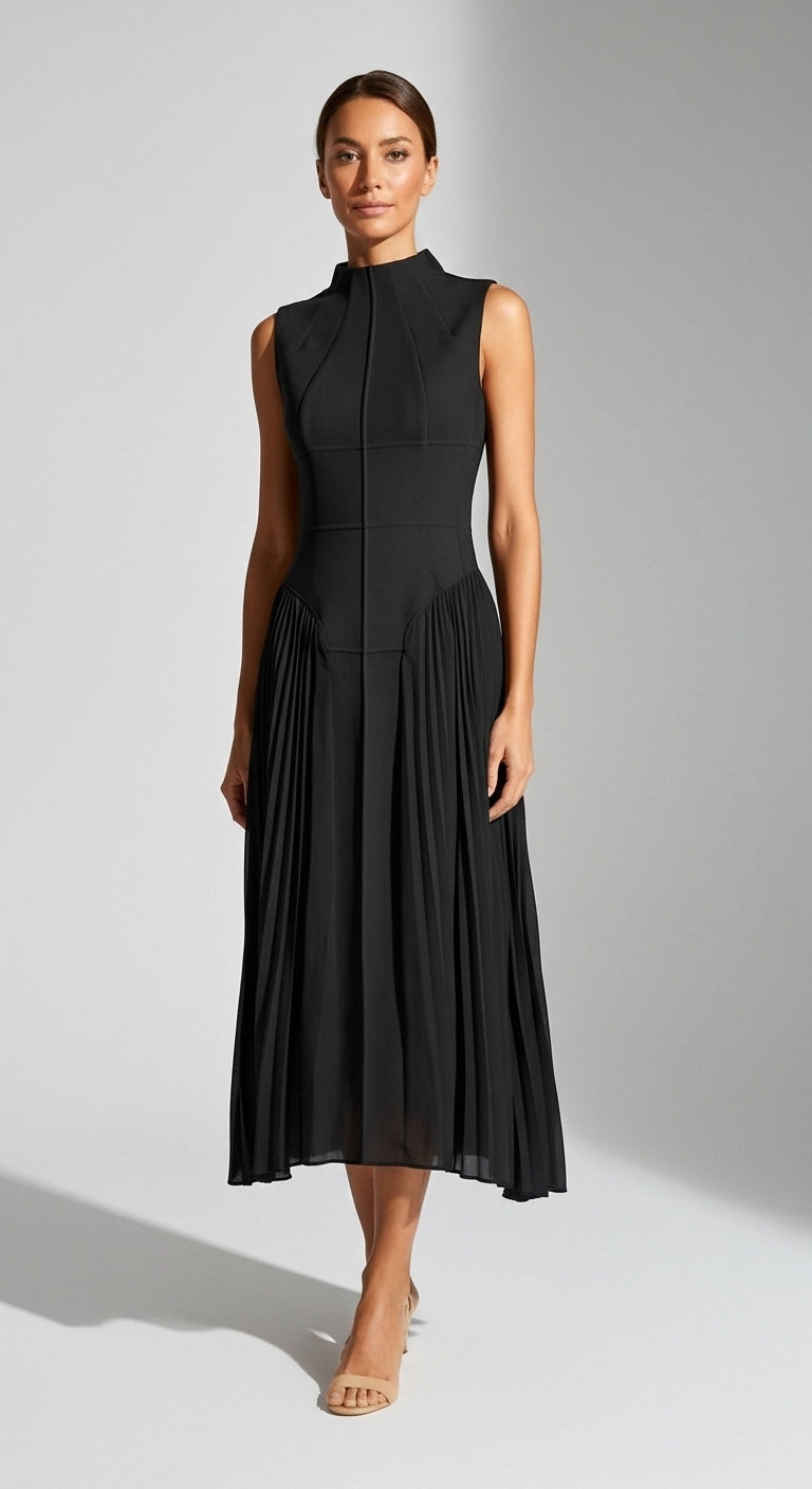 Elena Pleated Maxi Dress