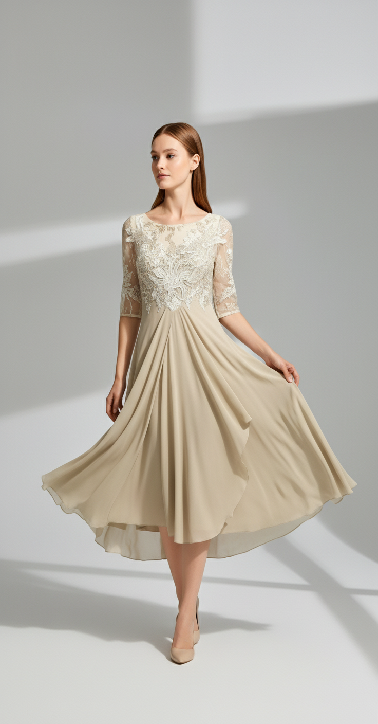Eveline Lace Chiffon Evening Dress
