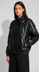 Selene Black Faux Leather Biker Jacket