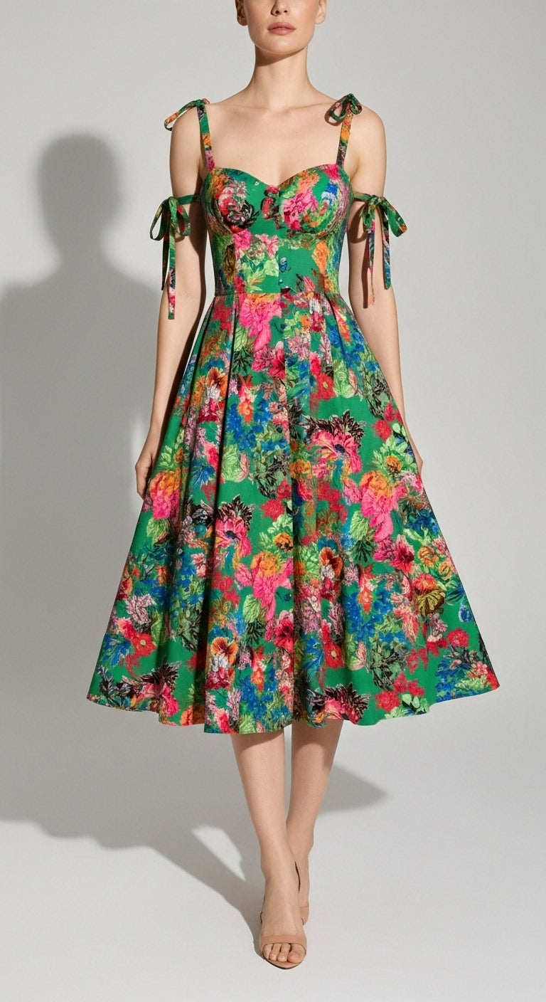 Elisa Printed Button Dress