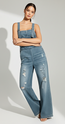 Nora Distressed Denim Overalls