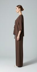 Amara Brown Batwing Pants Set