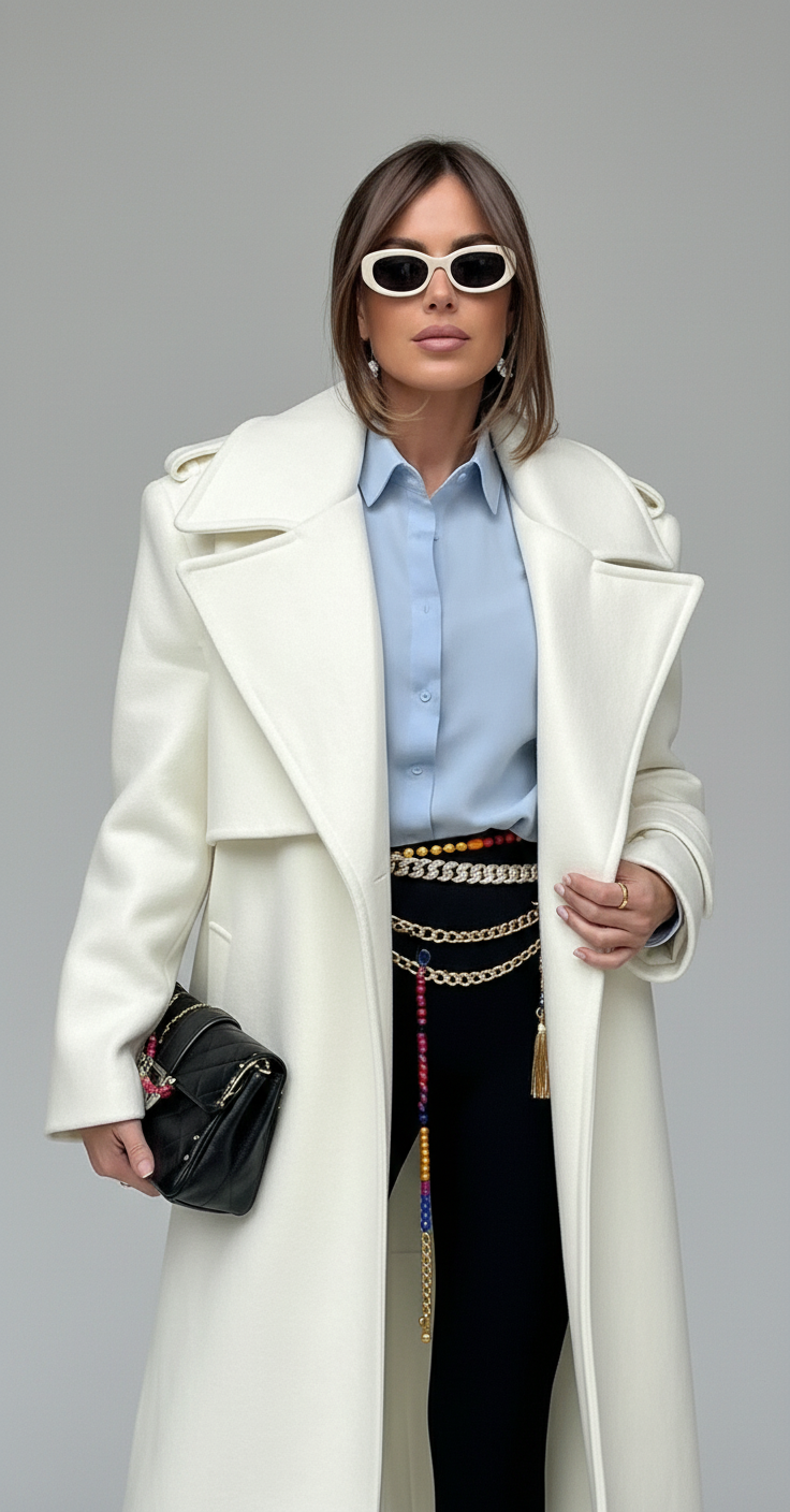 Victoria Lace-Up Wool Overcoat