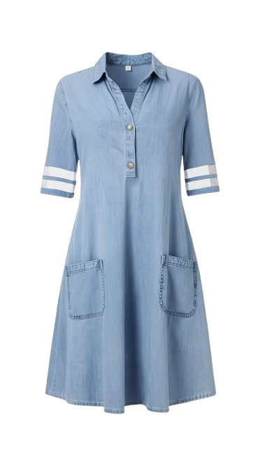 Lina Denim Short-Sleeve Dress