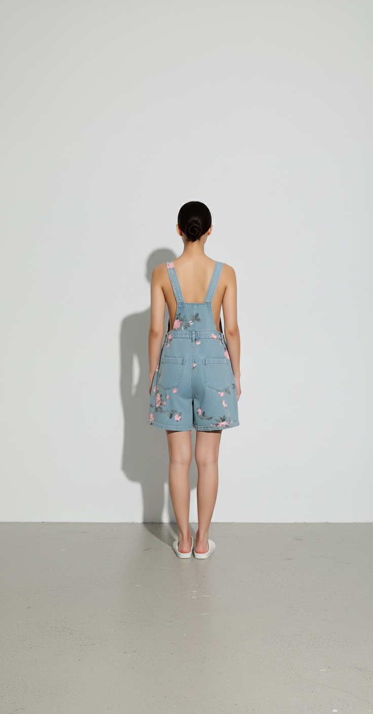 Flora Retro Denim Jumpsuit