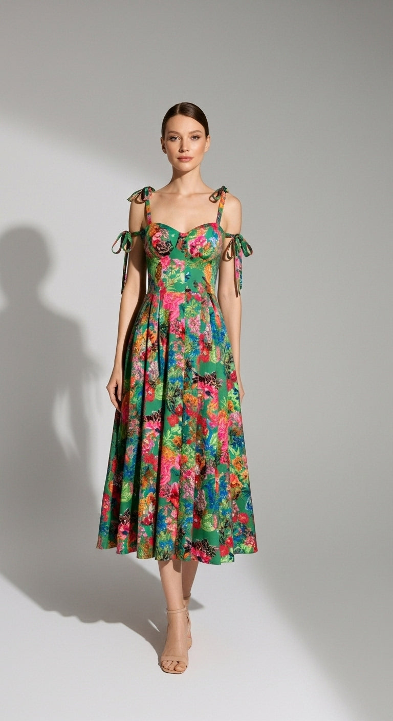 Elisa Printed Button Dress