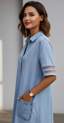 Lina Denim Short-Sleeve Dress