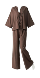 Amara Brown Batwing Pants Set
