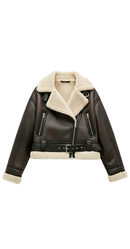 Rhea Faux Shearling Belted Jacket