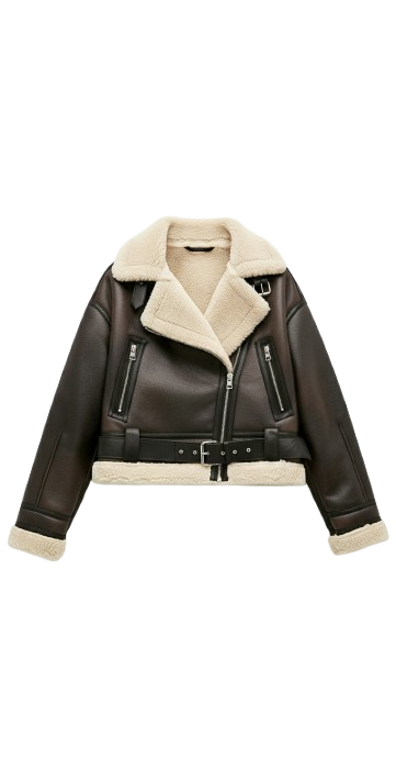 Rhea Faux Shearling Belted Jacket