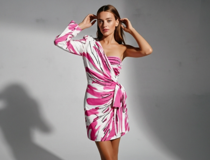 One-Shoulder Floral One-Piece Swimsuit