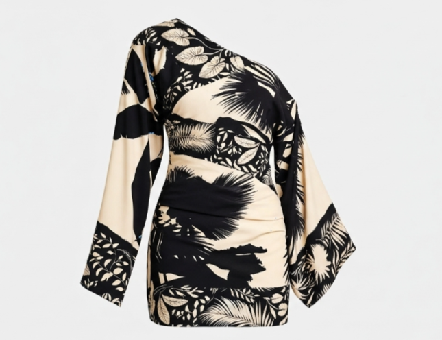 One-Shoulder Printed Mini Dress