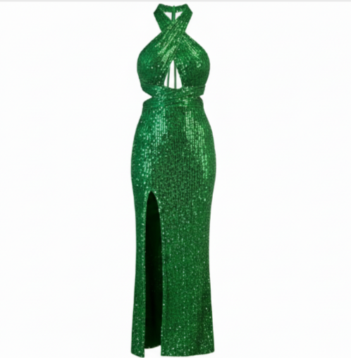 Halter Cross Mermaid Evening Gown