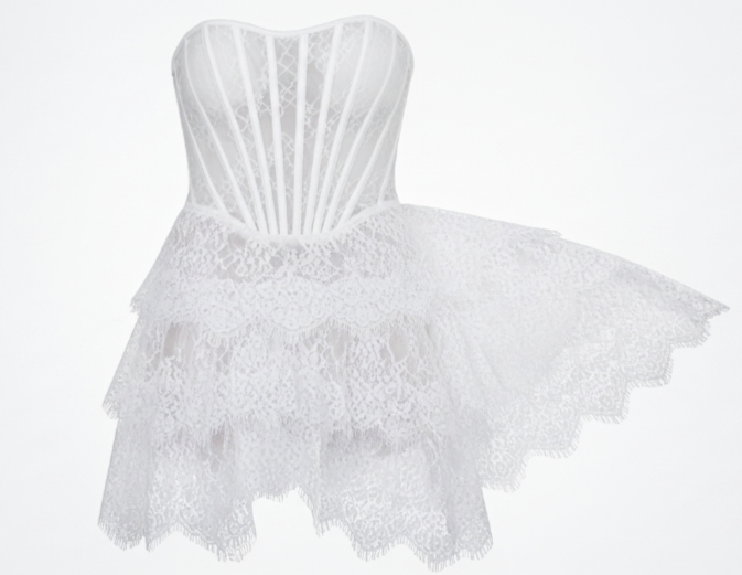Strapless Lace Mini Prom Dress